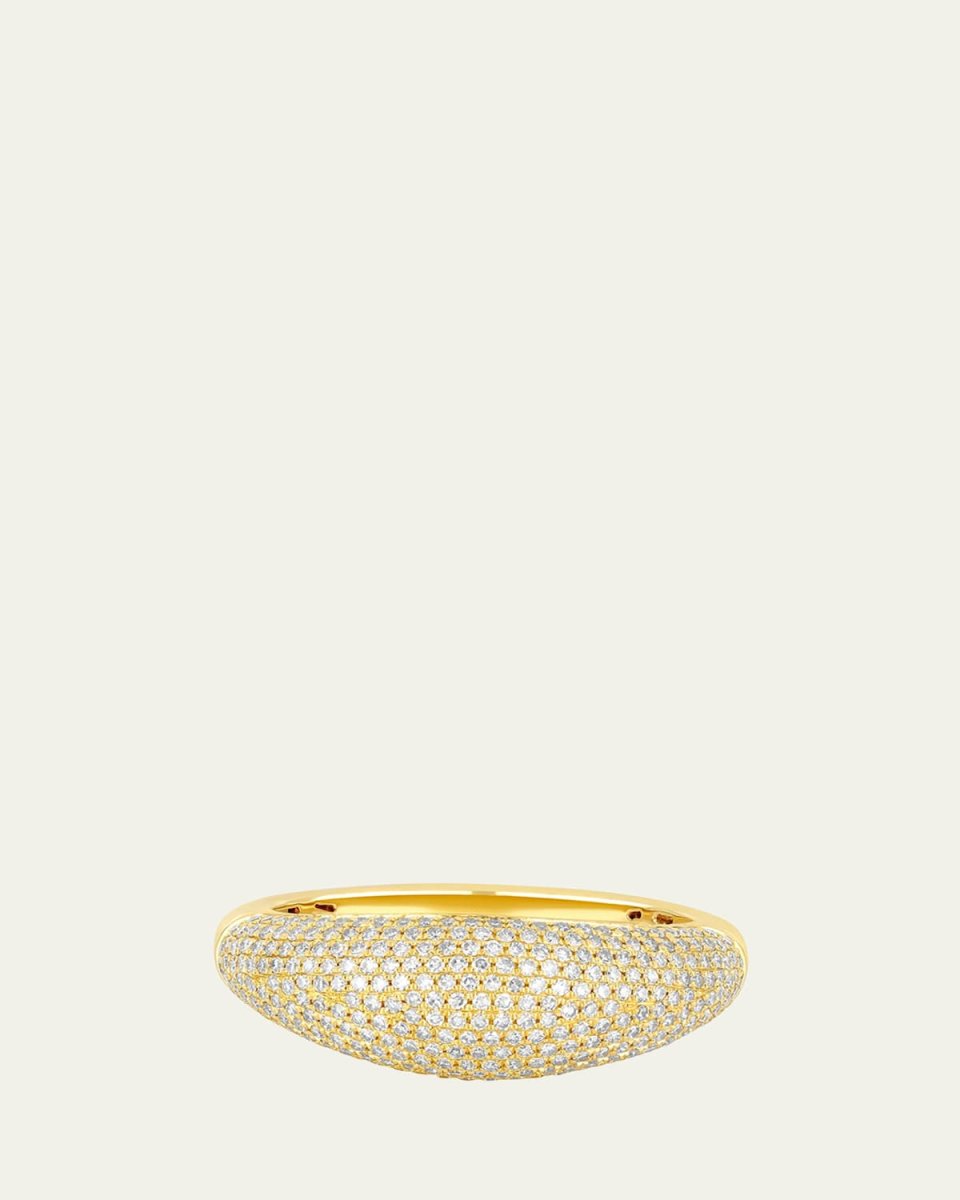 14K Yellow Gold Pave Diamond Jumbo Dome Statement Ring